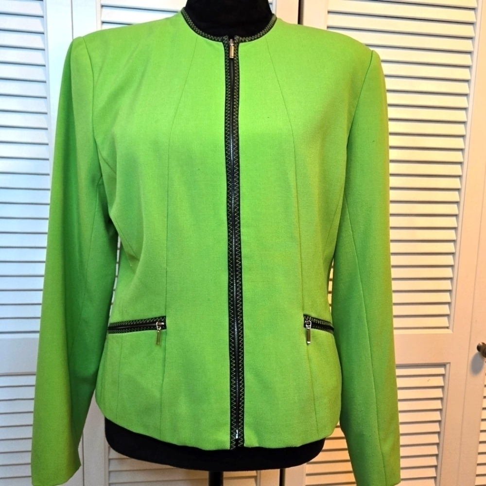 VTG RUSSELL KEMP SZ 8 LIGHT WEIGHT SUIT JACKET LIME GREEN FRONT ZIP Tropic Line